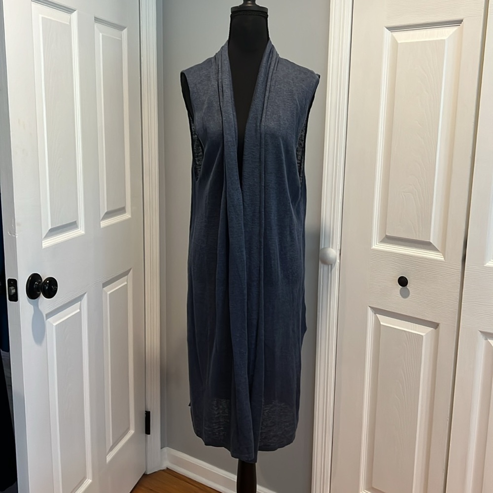 Cynthia Rowley knee length sleeveless cardigan blue